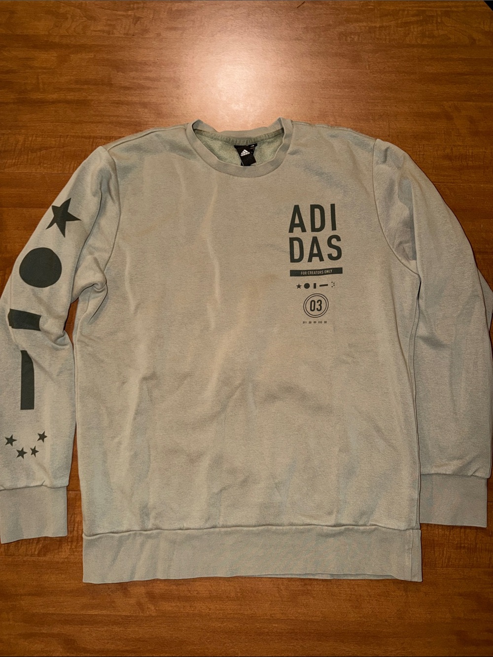 adidas Men's Olive Green Graphic Crewneck Sweatshirt